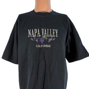 Vintage Napa Valley T Shirt Mens Size XL Black California Grape Wine 90s